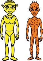 two alien characters with different body shapes vector