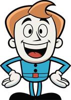cartoon man in blue suit with open hands vector