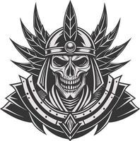 skull warrior in helmet with feathers and feathers vector