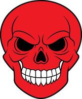 a red skull with a big mouth and teeth vector