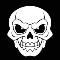 a skull with an angry face on a black background vector