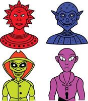 alien characters illustration vector