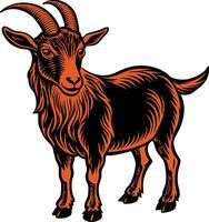 goat retro woodcut style vector