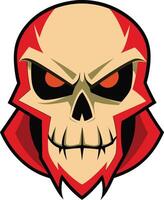 a cartoon skull with red eyes and a red beard vector