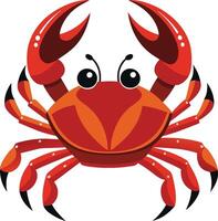 a cartoon crab with large eyes and black claws vector