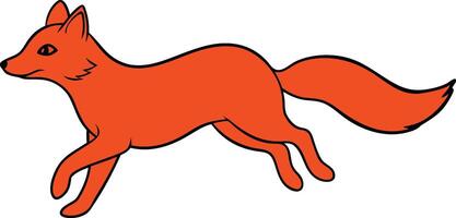 an orange fox running on a white background vector