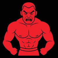 a red man with a strong body and a strong face vector
