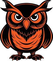 an orange and black owl with big eyes vector