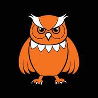 an orange owl with white eyes and a big beak vector
