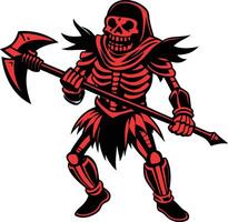 a skeleton with a scythe and axe vector