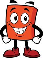 a cartoon red square character with a smile on his face vector