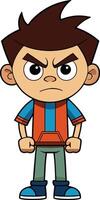 cartoon boy with angry expression vector