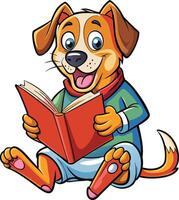 dog reading a book vector