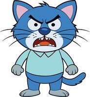 cartoon cat with angry expression art vector