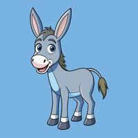 a cartoon donkey standing on a blue background vector
