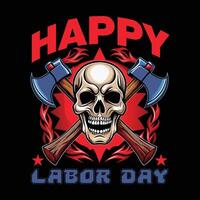 skull with axes and happy labor day vector