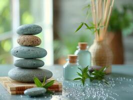 spa background with stones and bamboo photo