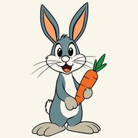 a cartoon rabbit holding a carrot vector