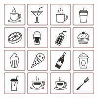 a set of icons depicting drinks and food vector