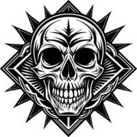a skull with a sunburst design on it vector