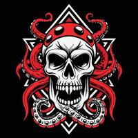a skull with an octopus head and tentacles vector