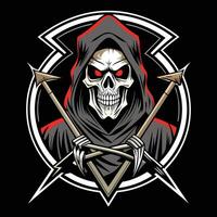 the grim reaper with two axes on his back vector