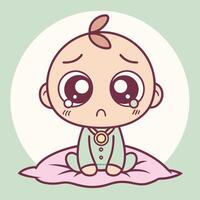 a cartoon baby sitting on a blanket vector