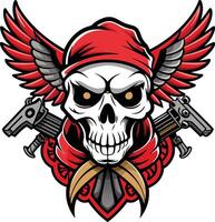 skull with guns design vector