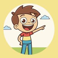 a cartoon boy pointing at something vector