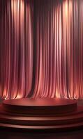 Elegant stage setup with a luxurious curtain and podium for presentation and performance photo