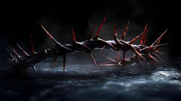 Crown of thorns, a symbol of suffering, sacrifice, and redemption in religious beliefs photo