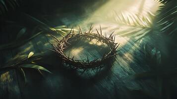 Crown of Thorns Symbolizing Easter and Holy Week Remembrance and Religious Significance photo