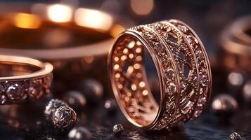 Exquisite Rose Gold Ring with Diamond Accents, A Symbol of Eternal Love and Commitment photo
