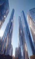 Elevated view featuring the sleek architectural marvels of a modern urban skyline photo