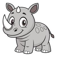 a cartoon rhino standing on a white background design vector