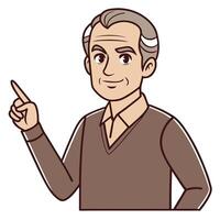 an old man pointing at something with his finger vector
