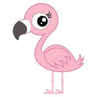 a cartoon pink flamingo with big eyes vector
