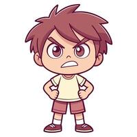 cartoon angry boy with angry expression vector