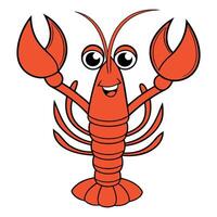 a cartoon lobster with big eyes and claws vector