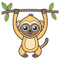 a cartoon monkey hanging on a branch vector