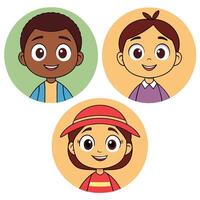 cartoon children icons set vector