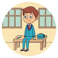a cartoon of a man in a suit sitting on a bench vector