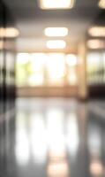 Abstract luminous school corridor with soft, unfocused background creating a serene atmosphere photo