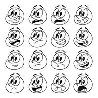 cartoon smiley faces set of different expressions vector