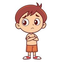 cartoon boy with sad expression illustration vector
