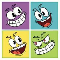 cartoon faces of different emotions vector
