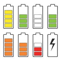 battery icon set with different types of batteries vector