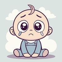 a cartoon baby crying with a sad face vector