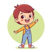 cute little boy in overalls vector