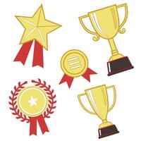 a set of awards and trophies on a white background vector
